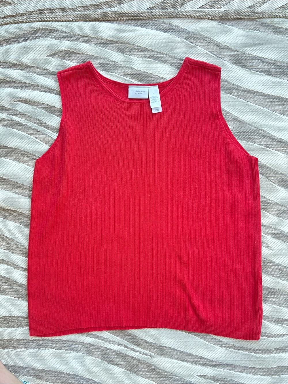Liz Claiborne Plus size Red Ribbed sweater Tank Top 100% cotton